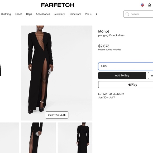 MONOT Black Plunging V-Neck Dress Evening Gown US8 - Picture 6 of 16